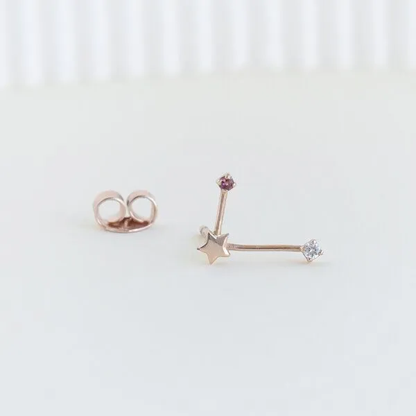 Eppi Eppi Goldener Ohrring mit Sternzeichen Libra, Rosa, – Produktbild 4 von 4