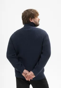 MELA MELA Herren vegan Strickpullover Gerippt Udai Navy – Produktbild 1 von 1