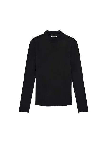 KnowledgeCotton Apparel KnowledgeCotton Apparel Langarmshirt - Rib high neck long sleeved - aus Bio-Baumwolle, Schwarz (black jet), – Produktbild 5 von 5