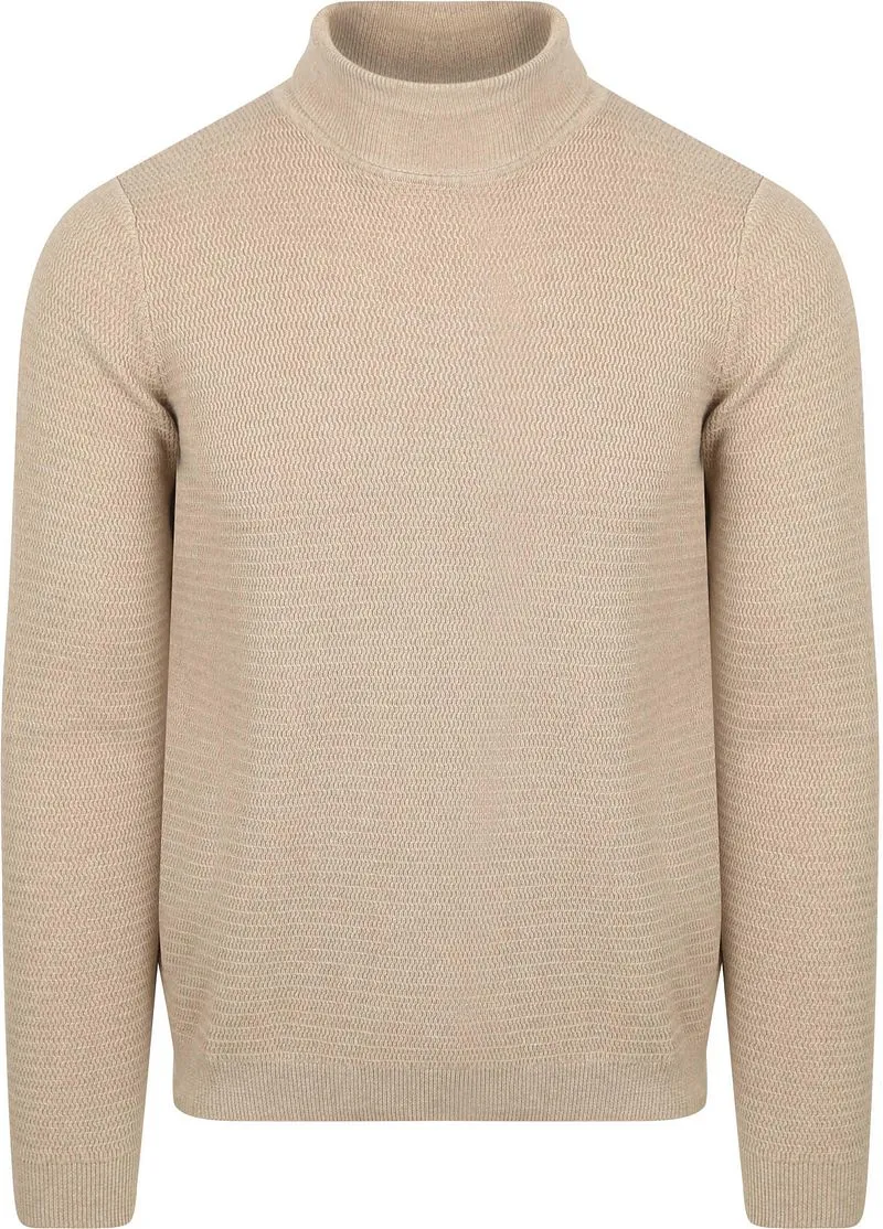 Suitable Suitable Rollkragenpullover Structure Melange Sand - Größe L, Beige, – Produktbild 2 von 5