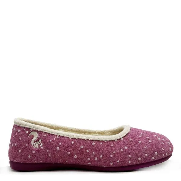 thies Veganer Hausschuh "thies ® Eco Snow Ballerina" aus weichem Wollfilz, zert. Bio-Baumwolle, Raspberry, – Produktbild 1 von 4