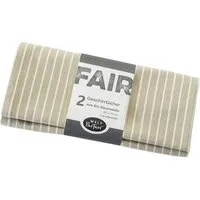 weltPartner weltPartner Geschirrtücher mit weißen Streifen, 2er-Set aus Bio-Baumwolle, Beige/naturweiß (weiß), – Produktbild 1 von 1
