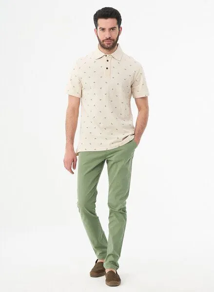 ORGANICATION ORGANICATION Poloshirt aus Bio-Baumwolle mit Allover-Print, Beige, – Produktbild 2 von 4
