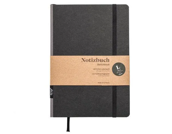 tyyp tyyp Notizbuch A5 schwarz – 100% Recyclingpapier – handmade – Klassik, Carbon, – Produktbild 2 von 4
