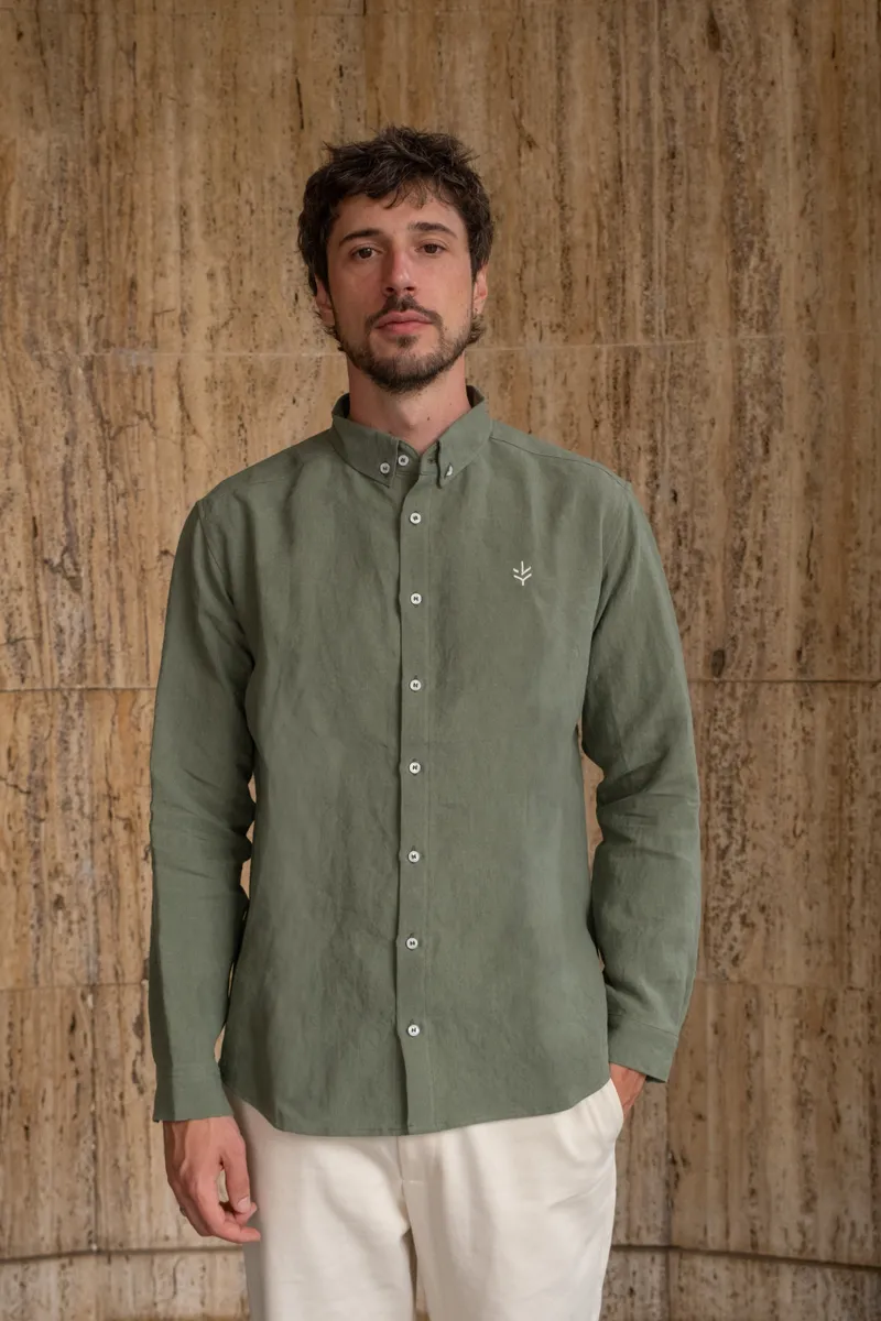 Lucid Collective Lucid Collective Herren vegan Hemd Legacy Khaki, Olivgrün, – Produktbild 2 von 2