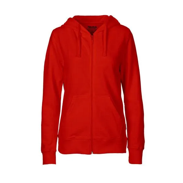 HANDGEDRUCKT HANDGEDRUCKT "Lange Reise" Frauen Zip-HOODY aus reiner Biobaumwolle (kbA), Red, – Produktbild 2 von 4