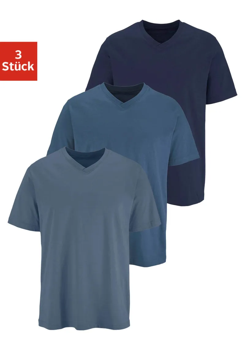 H.I.S T-Shirt, Dunkelblau, mittelblau, graublau, – Produktbild 1 von 3