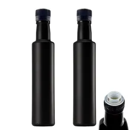 mikken mikken 2x Ölflasche 250 ml 500 ml matt schwarz runde Dosierflasche mit Ausgießer 2 Etiketten – Produktbild 1 von 1