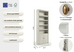 OTTO home Bücherregal mit 2 Türen Soeren Regal Aktenregal B/T/H: 80/29/220 cm, massive Kiefer, FSC®-zertifiziert – Produktbild 1 von 1
