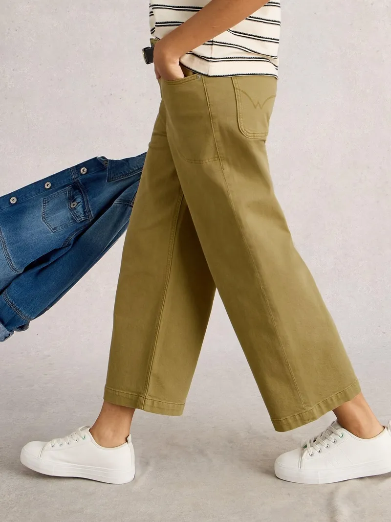 White Stuff 7/8-Jeans Tia mit weitem Bein - 42/R, Khakigrün, – Produktbild 2 von 4