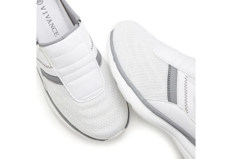 Vivance by Lascana Slip-On-Sneaker, Sneaker, Freizeitschuh, Halbschuh, Sabot zum Reinschlüpfen Unisex VEGAN, Grau|weiß, – Produktbild 4 von 5