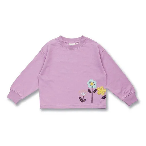 Sense Organics Sense Organics Mädchen Sweatshirt mit Blumen-Motiv, Modell CALISSA, Blumen-druck auf flieder, – Produktbild 1 von 3