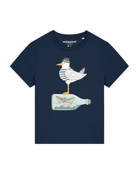 watapparel watapparel T-Shirt Frauen Möwe mit Hut, French navy, – Produktbild 1 von 3