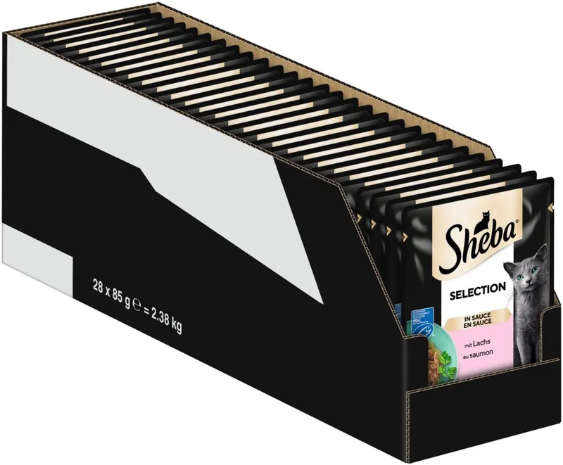 Sheba Sheba SHEBA® Portionsbeutel Selection in Sauce mit Lachs MSC 28 x 85g, Nassfutter für: Katze – Produktbild 1 von 1