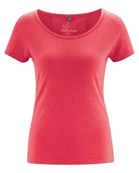 HempAge HempAge Damen T-Shirt THC Line Hanf/Biobaumwolle, Tomato (rot), – Produktbild 1 von 3