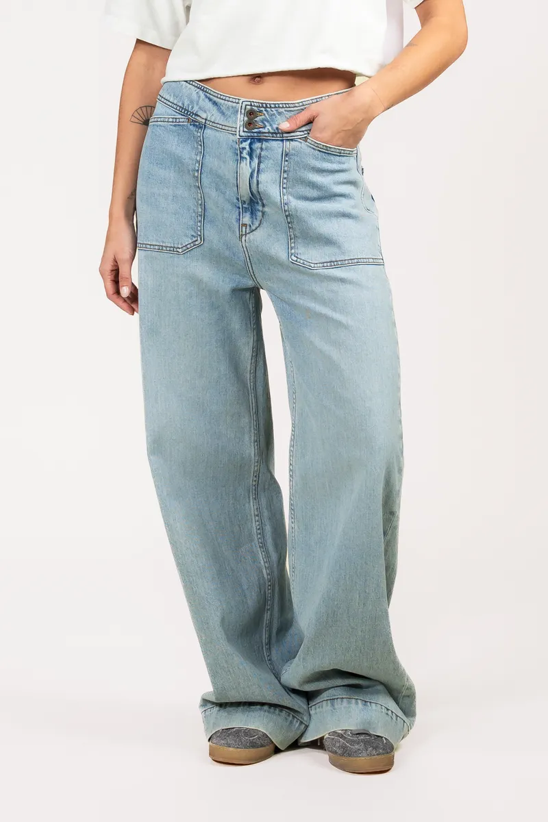 Kuyichi Kuyichi Damen vegan Jeans Farrah Worker Stahlblau, Blau, – Produktbild 2 von 2