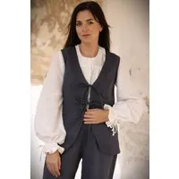 Amber Linen Amber Linen Damen vegan Weste Charlotte Charcoal Grey – Produktbild 1 von 1