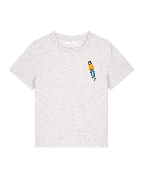 watapparel watapparel T-Shirt Frauen Mädchen Auf Fahrrad, Cool heather grey, – Produktbild 1 von 3