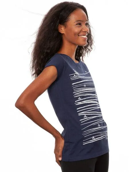 FellHerz FellHerz Damen T-Shirt Summertime, Dunkelblau, – Produktbild 4 von 5
