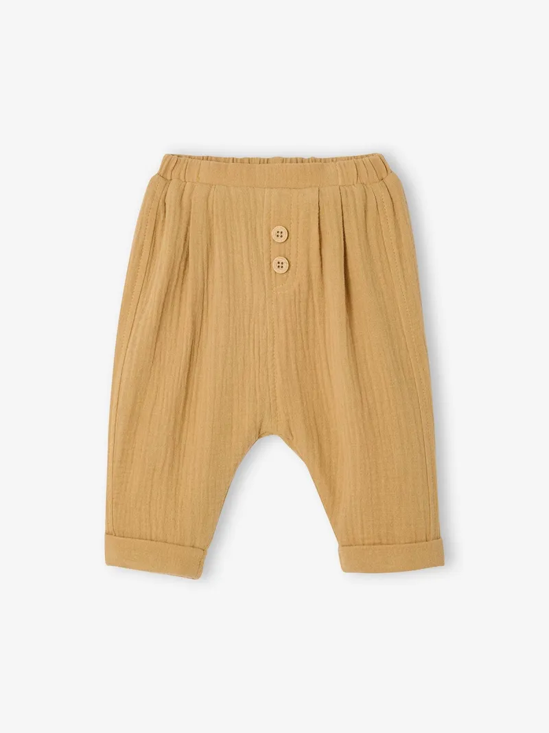 Vertbaudet Baby Hose aus Musselin, Gelb, – Produktbild 1 von 2