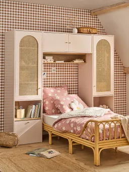 Vertbaudet Vertbaudet Bettüberbau Kleiderschrank mit Rattan-Türen Kinderzimmer – Produktbild 1 von 1