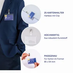 Avery Zweckform Avery Zweckform 25 Kartenhalter mit Clip, 85 x 54 mm – Produktbild 1 von 1