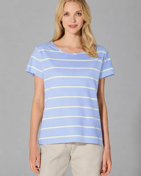 HempAge HempAge Damen Streifen T-Shirt Hanf/Biobaumwolle, Water(blau), – Produktbild 2 von 4