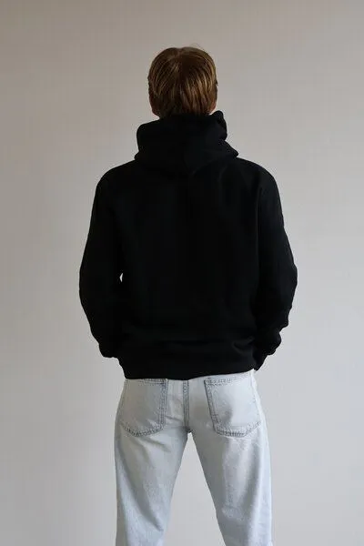 Kultgut Kultgut Hochwertiger, weicher Kapuzenpullover aus reiner Biobaumwolle / Little Tree in echter Woodoptik, Schwarz, – Produktbild 3 von 3