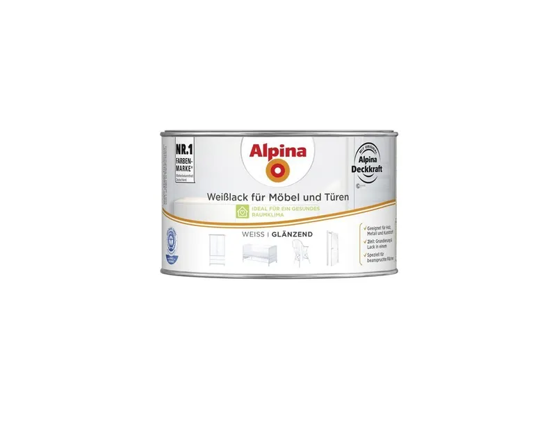 Alpina Alpina Weißlack Alpina Weißlack für Möbel & Türen 300 ml weiß, Weiß, – Produktbild 4 von 8