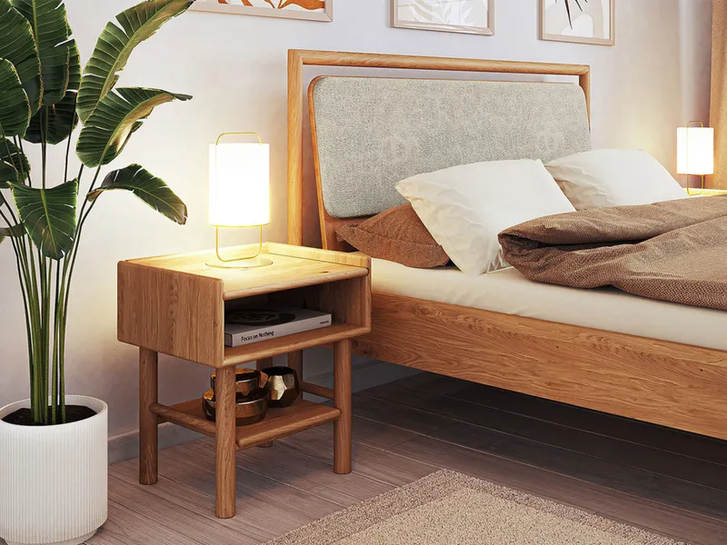 allnatura Nachttisch "Serea" | H55xB50xT40 cm | ohne Schublade, Wildeiche, geölt, – Produktbild 2 von 2