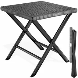 Casaria® Polyrattan Klapphocker Anthrazit 3in1 120kg Belastbarkeit 43x40x44cm klappbar leicht tragbar außen wetterfest – Produktbild 1 von 1