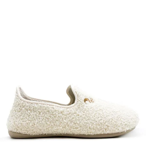 thies Veganer "thies ® Rec Teddy Closed Slipper" aus ultraweichem, recyceltem Fell, Off white, – Produktbild 1 von 4