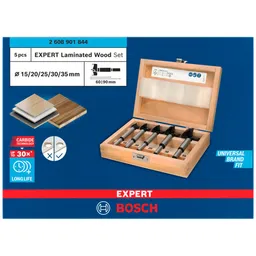 Bosch Professional Bosch Professional Bosch EXPERT Scharnierlochbohrer Laminated Woodsatz, 15/20/25/30/35 x 60 x 90 mm, 5 St – Produktbild 1 von 1