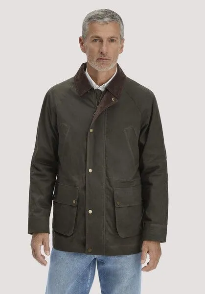 hessnatur hessnatur Wachsjacke Regular aus reiner Bio-Baumwolle, Oliv, – Produktbild 1 von 4