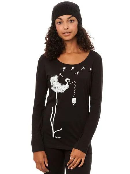FellHerz FellHerz Damen Longsleeve Pusteblume Bio Fair, Black (schwarz), – Produktbild 2 von 4