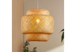 JDONG Pendelleuchte BambusHängeleuchte Rattan Lampenschirm Boho Vintage 30*34cm, E27 Bambus Dekor für Küche, Glühbirne nicht im Lieferumfang enthalten – Produktbild 1 von 1