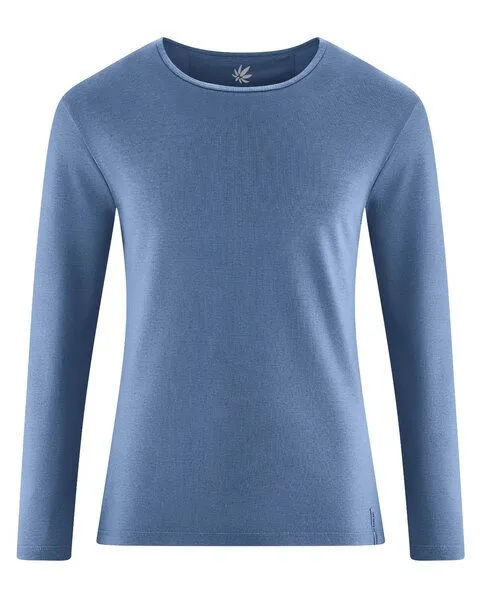 HempAge HempAge Herren Langarmshirt THC Line Hanf/Biobaumwolle, Blueberry (blau), – Produktbild 1 von 4