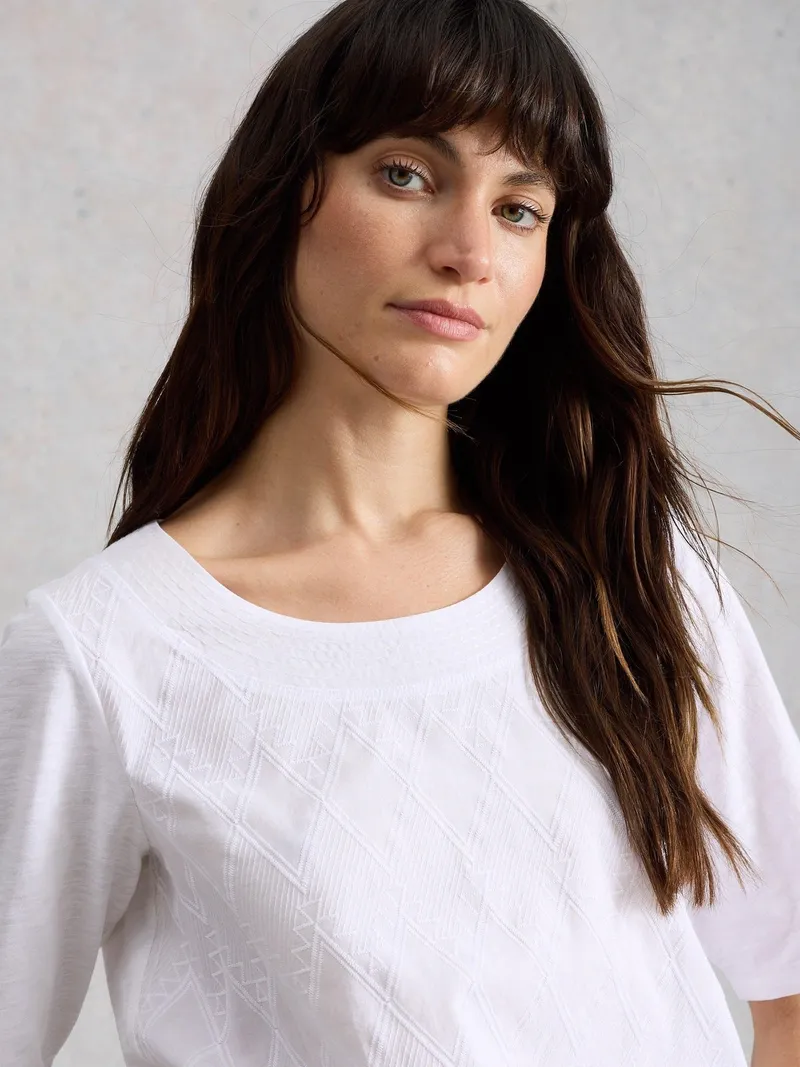 White Stuff Besticktes Top Weaver - 42, Reines weiß, – Produktbild 2 von 4