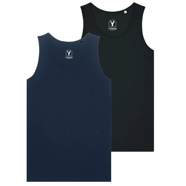 YTWOO YTWOO 2x Regular Herren Tanktop, Navy-schwarz, – Produktbild 1 von 2