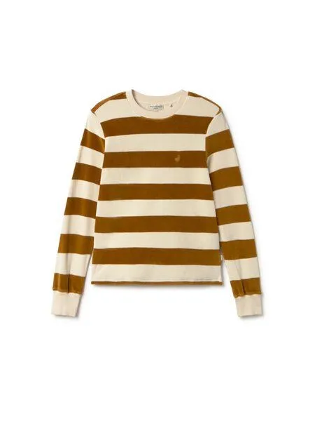 TWOTHIRDS TWOTHIRDS Velours-Sweatshirt Hawi, Gold brown stripes, – Produktbild 1 von 3