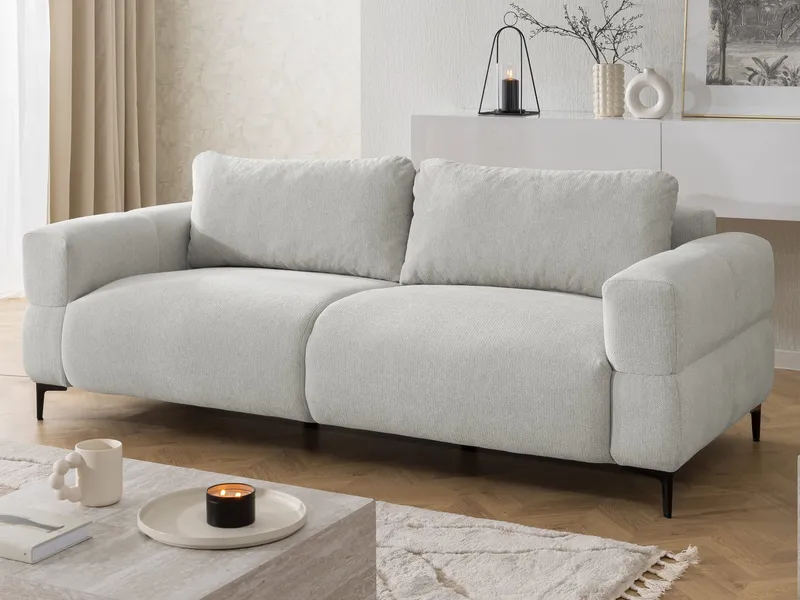 S-Style Möbel Polstergarnitur 3+2 Cardea in Bubble-Optik aus weichem Strukturstoff, mit Wellenfederung und hohem Sitzkomfort, Grau, – Produktbild 3 von 5