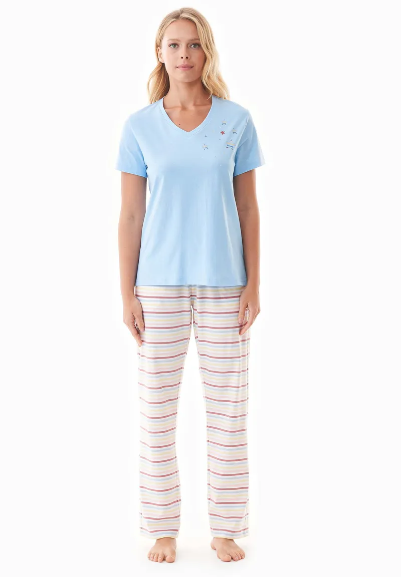 ORGANICATION ORGANICATION Damen vegan Pyjama Set Trinnity Hellblau, Hellblau, – Produktbild 1 von 2