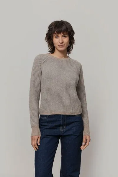 Rifò - Circular Fashion Made in Italy Rifò - Circular Fashion Made in Italy Recycelte Kaschmirwolle Pullover - Emilia, Beige-grau, – Produktbild 1 von 4