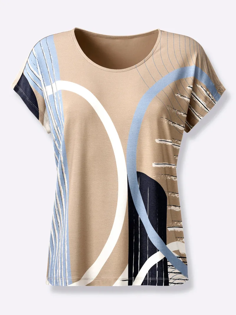 Witt Rundhalsshirt beige-bleu-bedruckt, Beige-bleu-bedruckt, – Produktbild 1 von 2