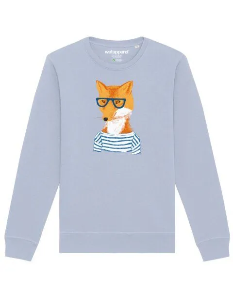 watapparel watapparel Sweatshirt Unisex Fuchs, Serene blue, – Produktbild 1 von 4