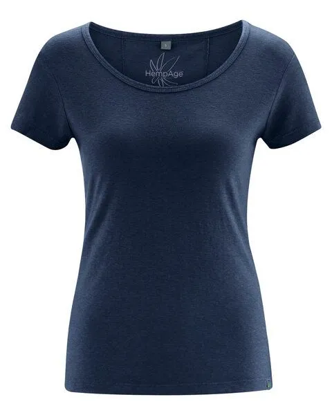 HempAge HempAge Damen T-Shirt THC Line Hanf/Biobaumwolle, Navy (blau), – Produktbild 1 von 3