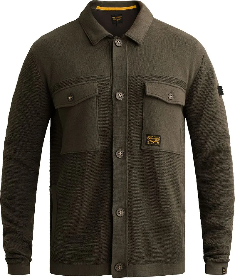 PME Legend PME Legend Mixed Textures Cardigan Beluga - Größe XL, Grün, – Produktbild 2 von 5