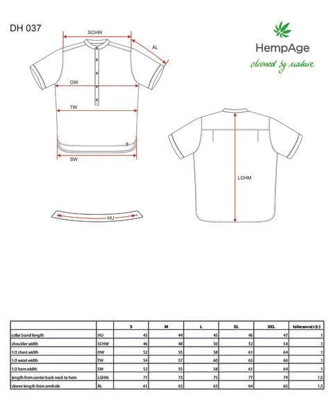 HempAge HempAge Stehkragen Schlupfhemd Hanf/Biobaumwolle, Barolo (rot), – Produktbild 3 von 4