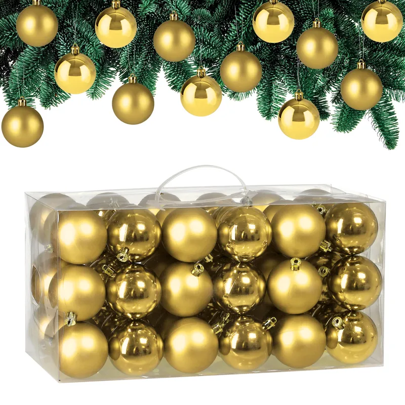 Casaria® Weihnachtskugeln Gold 54-tlg in matt & glänzend, Gold, – Produktbild 1 von 2