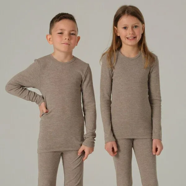 comazo|earth comazo|earth Kinder Shirt langarm aus Wolle-Seide Mix | GOTS zertifiziert, Nougat-melange, – Produktbild 4 von 4